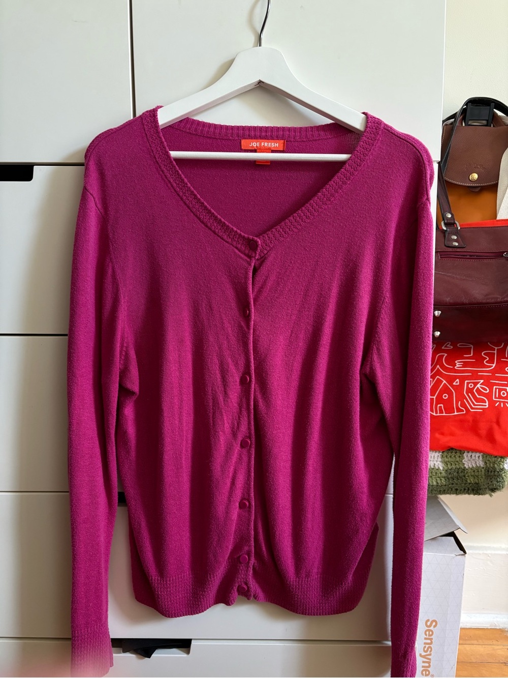 Bright Fuchsia Button-Up Cardigan - Picture 2 of 3